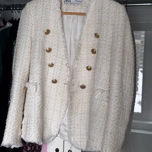 Zara Cream Blazer with Gold Buttons